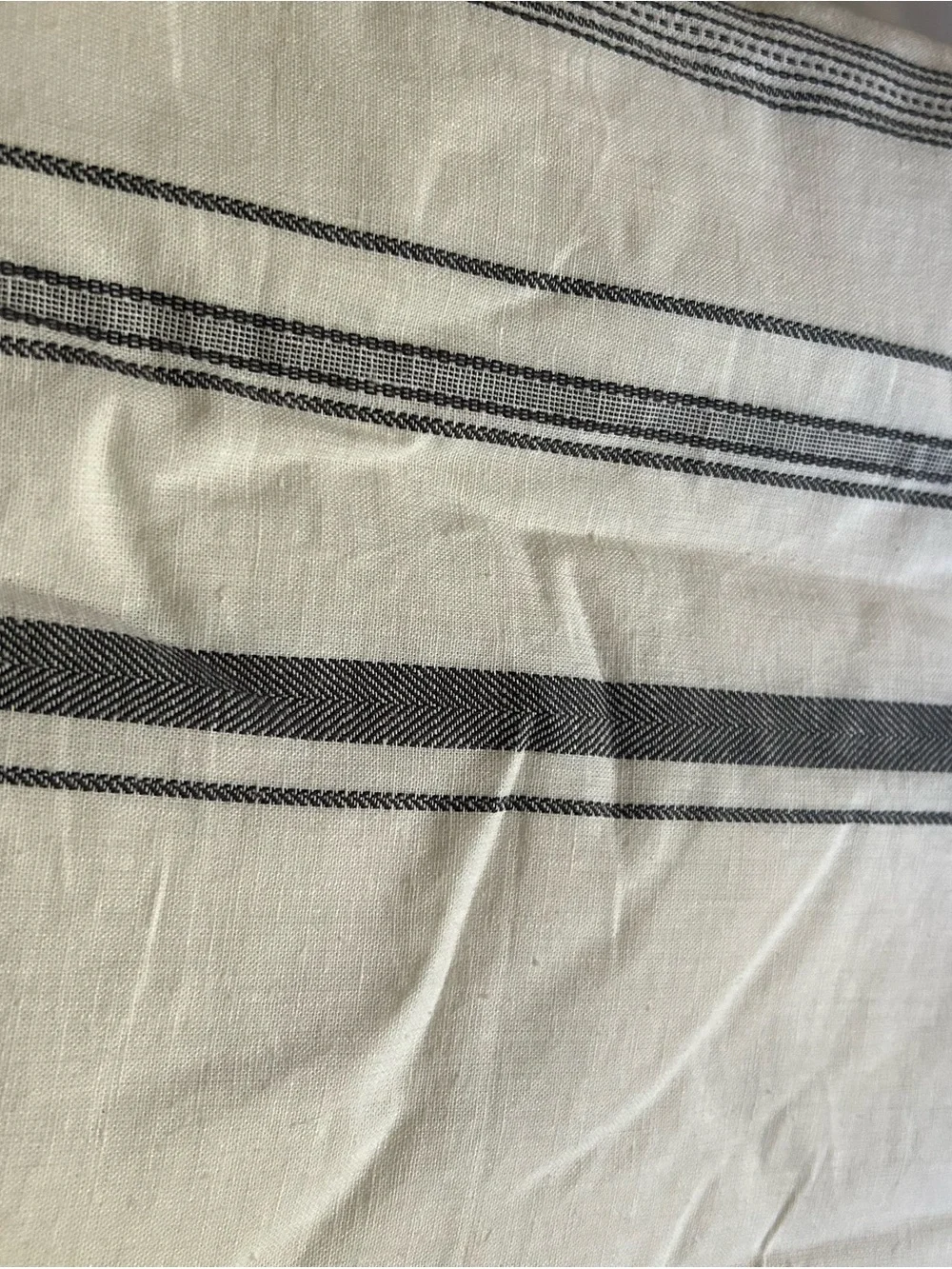 Hearth & Hand King 3-Piece Linen Blend Cream and Black Stripe Duvet Cover Set
